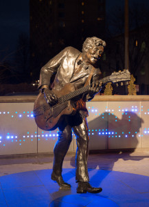 Chuck Berry Statue at Night